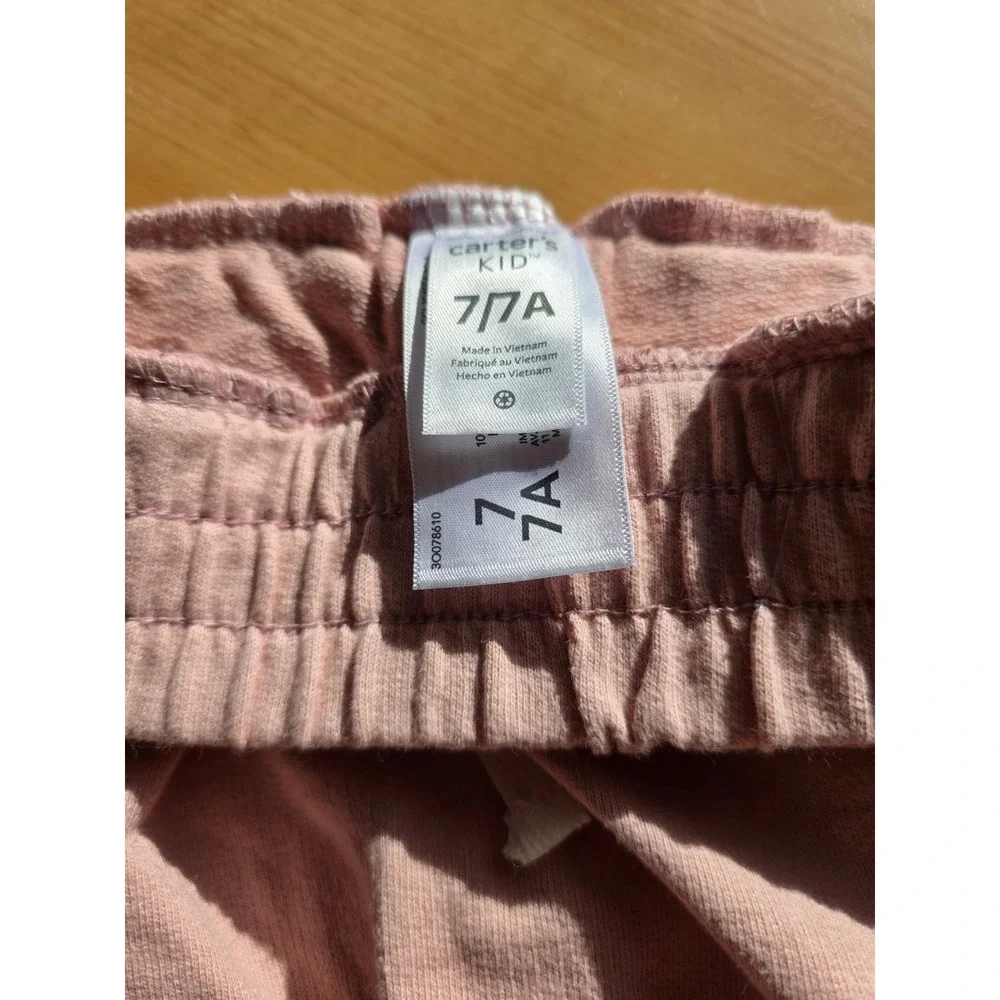 Carters‎ Kid Girls Pink French Terry Skirt White Trim Size 7 7A Sporty Casual